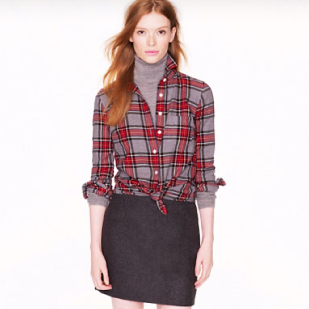 J Crew red and gray plaid shirt size 8